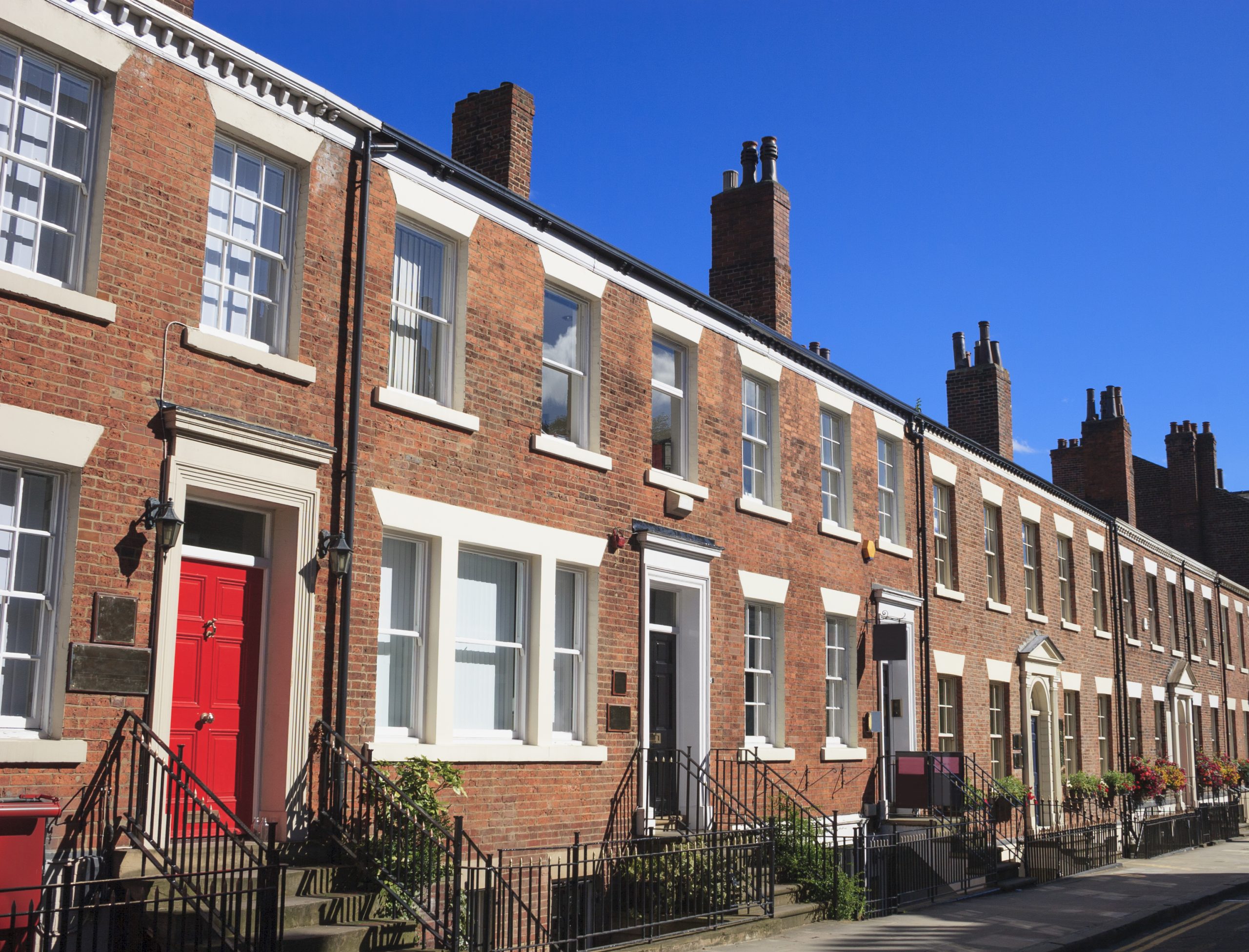 Row of Georgian terrace houses in the UK Enact Conveyancing